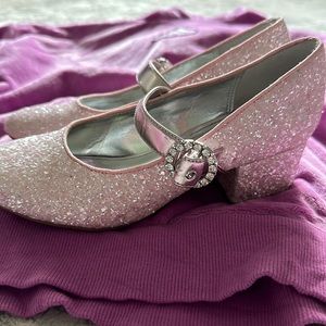Pink Glitter girls heels